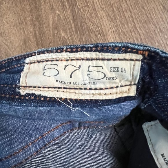 575 Denim Handmade in Los Angeles Designer Bootcut Distressed Jeans Sz 24 - Picture 9 of 13